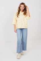 Women's hoodie yellow floral print front view