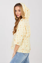 Women's hoodie yellow three-quarter sleeve side view
