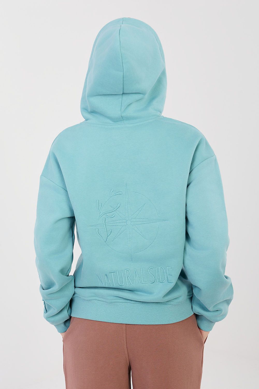 Women's hoodie blue alternate shade back embroidery view