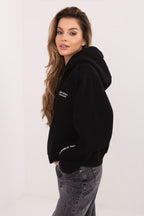Women's hoodie black hooded side view