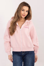 Women's hoodie pink full zip front view