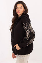 Women's hoodie black with hood alternate view