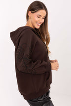 Women's hoodie brown with hood alternate view