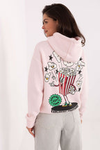 Women's hoodie pink drawstring hood casual look