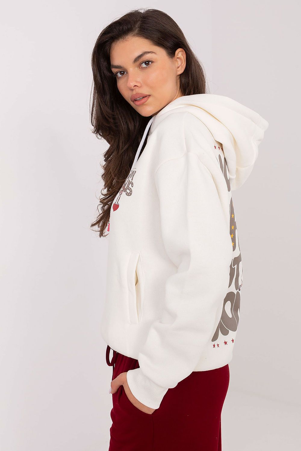 Women's hoodie white large back graphic view