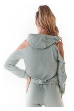 Women's hoodie green pullover kangaroo pocket lightweight cotton blend