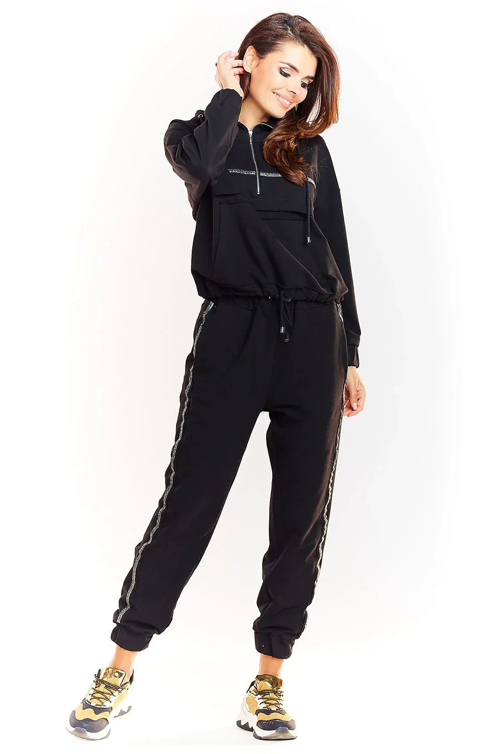 Women's hoodie Half Zip Kangaroo Pocket Regular Fit Waist Length – view 5