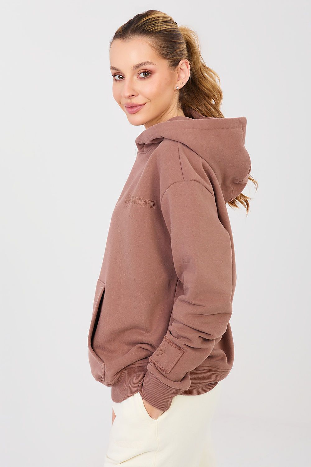 Women's hoodie brown pullover casual view