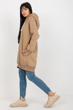 Women's hoodie beige side pockets alternate view