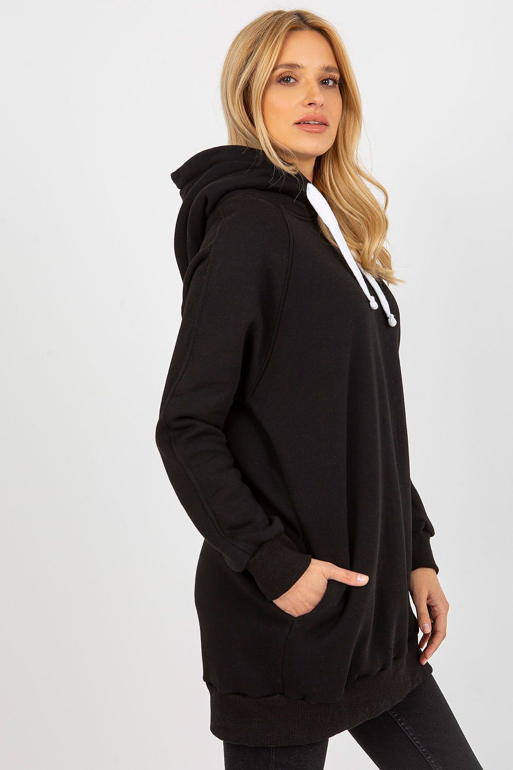 Women's hoodie black side pockets alternate view