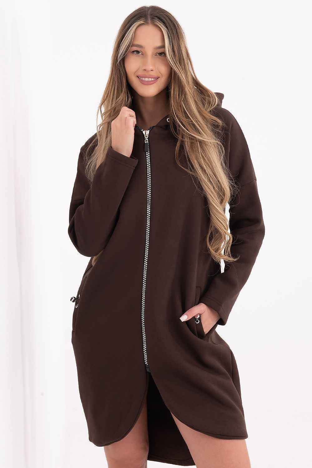 Women's Hoodie Longline Full-Zip Side Pockets Regular Fit – Hoodie | GUOCALI – view 25
