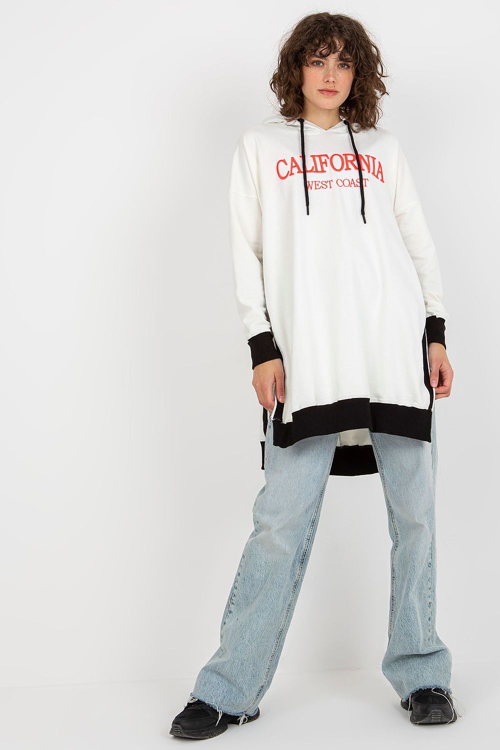 Women's Hoodie Longline Side Slits Logo Patch Drawstring – Hoodie | GUOCALI – view 10