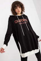 Women's Hoodie Longline Side Slits Logo Patch Drawstring – Hoodie | GUOCALI – view 15