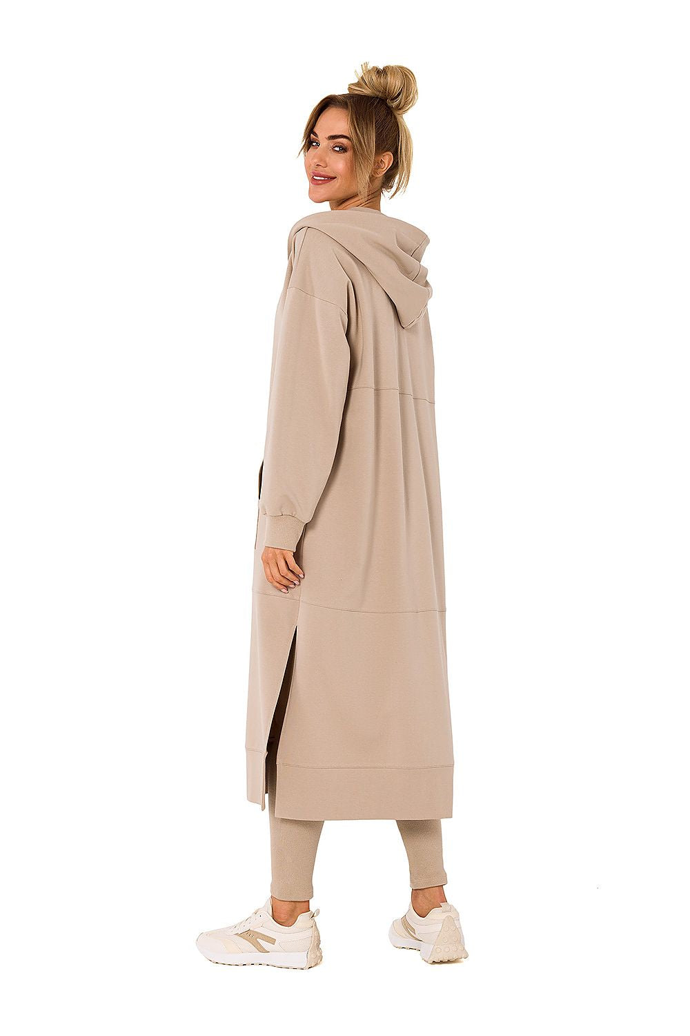 Women's hoodie beige hooded casual view