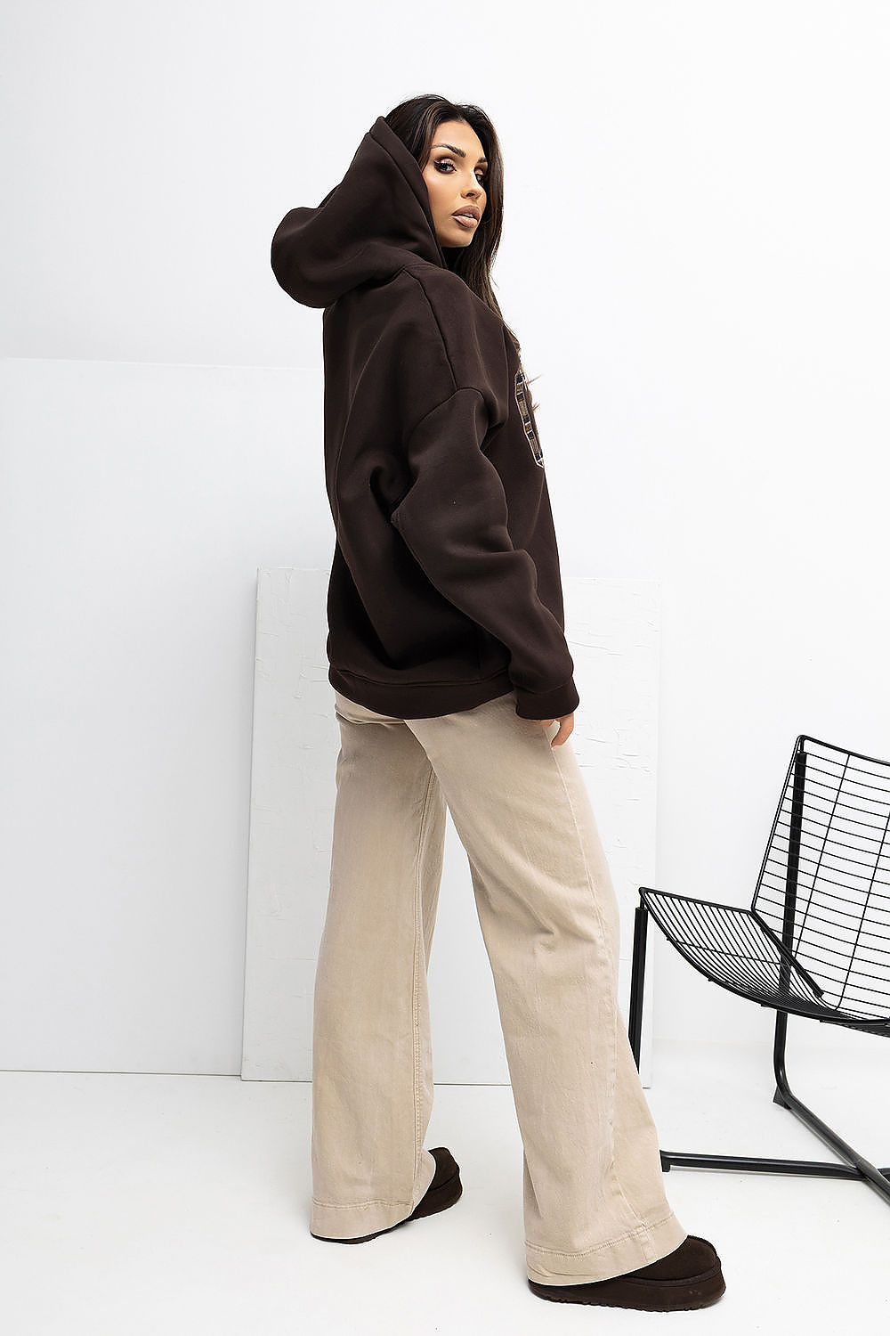 Women's Hoodie Oversized Embroidered Lettering Cotton Blend – Hoodie | GUOCALI – view 3