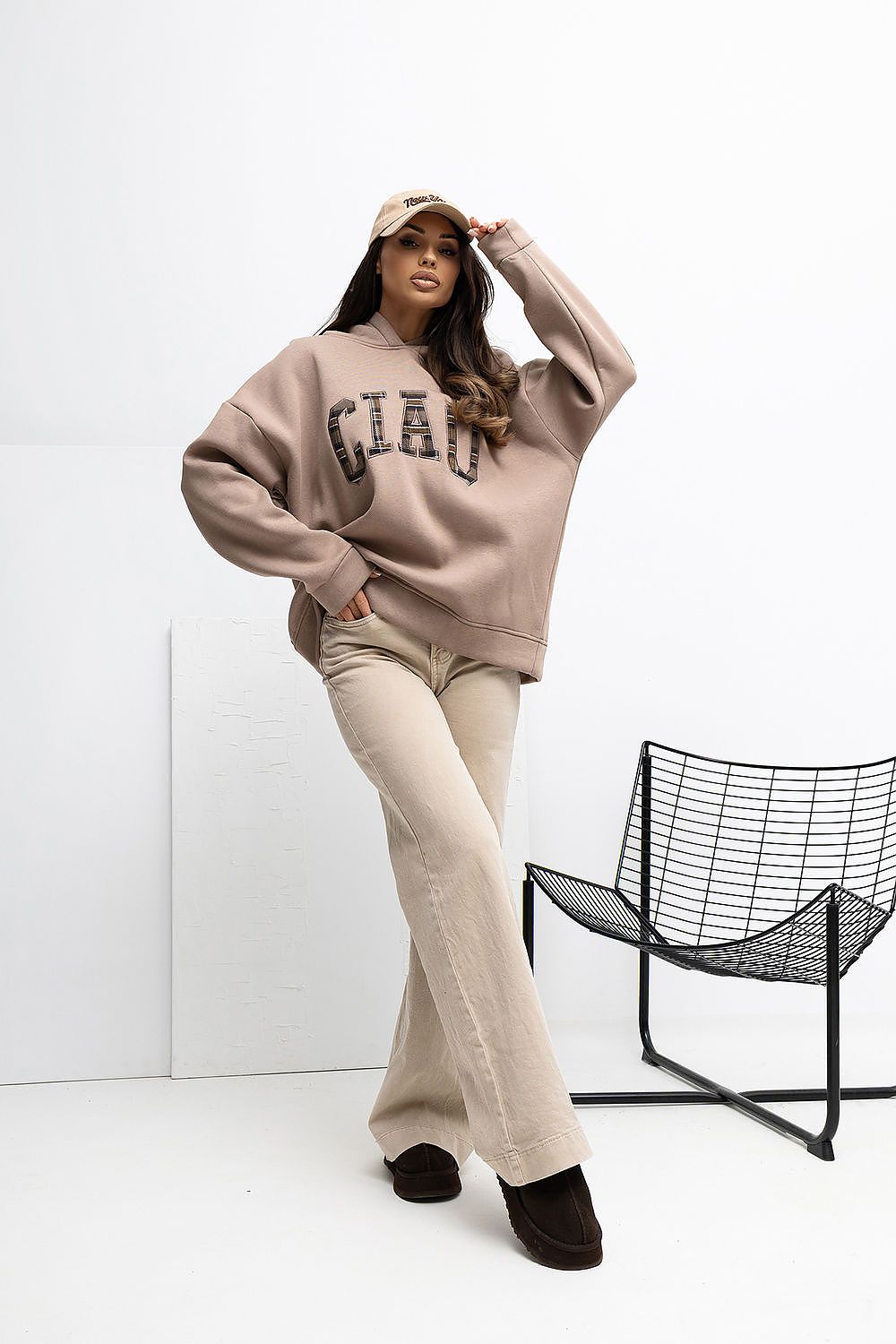 Women's Hoodie Oversized Embroidered Lettering Cotton Blend – Hoodie | GUOCALI – view 5