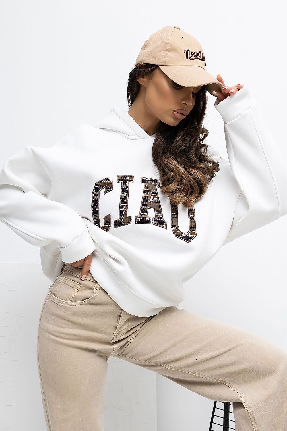 Women's Hoodie Oversized Embroidered Lettering Cotton Blend – Hoodie | GUOCALI – view 7