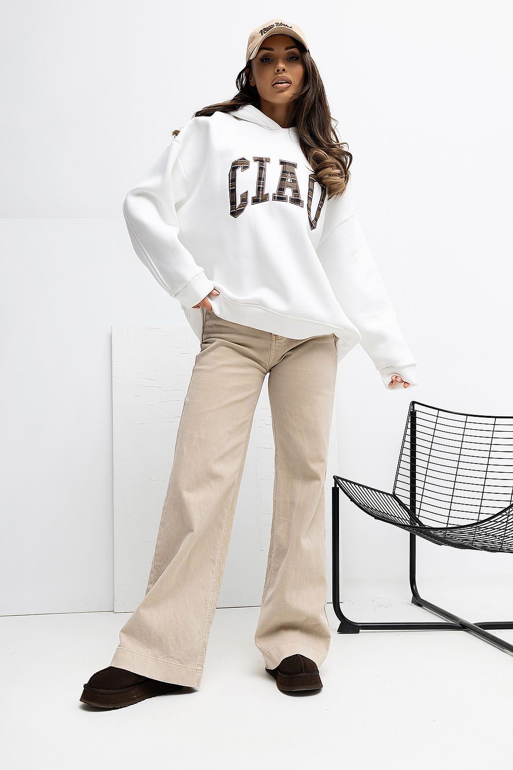 Women's Hoodie Oversized Embroidered Lettering Cotton Blend – Hoodie | GUOCALI – view 8