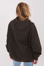 Women's hoodie brown kangaroo pocket casual view