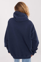 Women's hoodie navy kangaroo pocket casual view