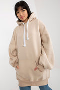 Women's hoodie beige oversized longline front view