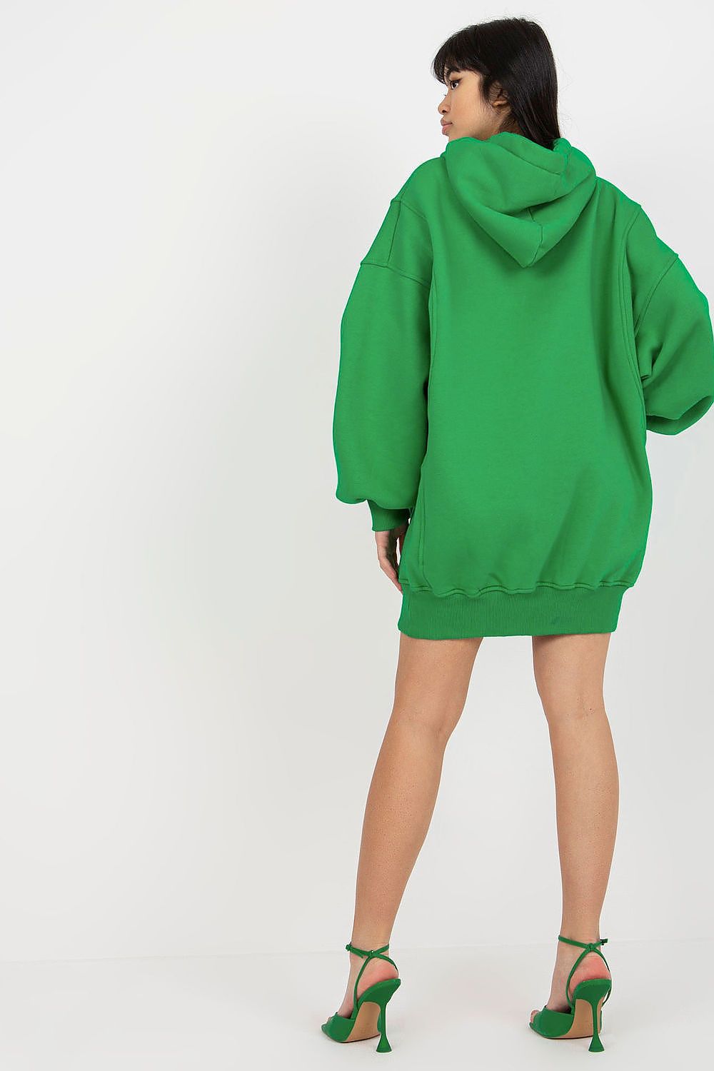 Women's hoodie green oversized longline casual view