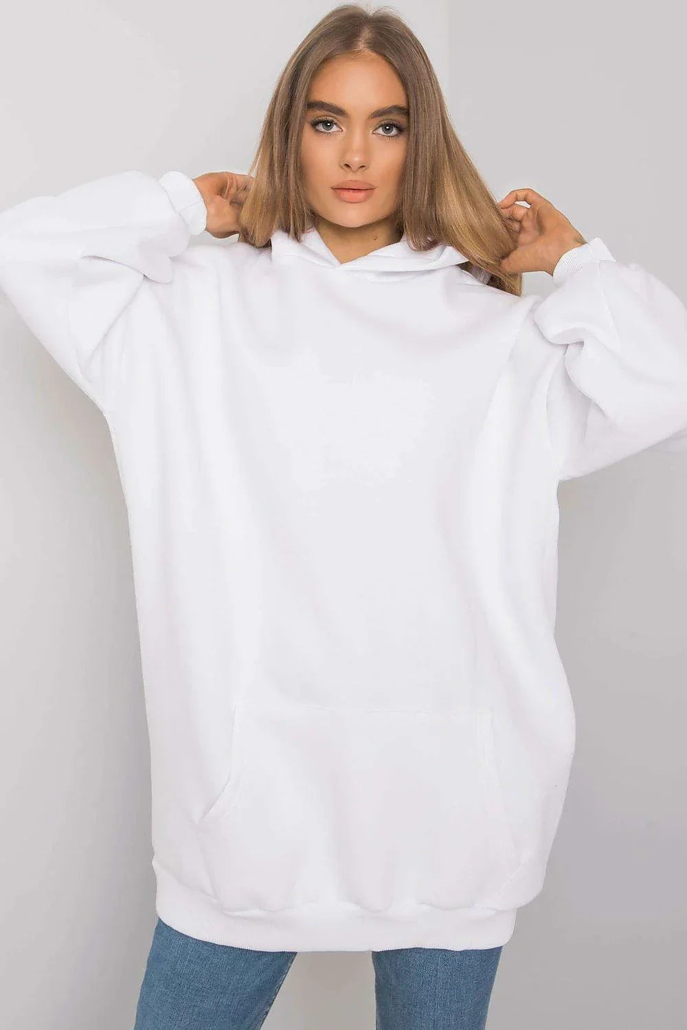 Women's Hoodie Oversized Longline Kangaroo Pocket Cotton Blend – Hoodie | GUOCALI