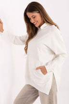 Women's hoodie beige oversized detail view