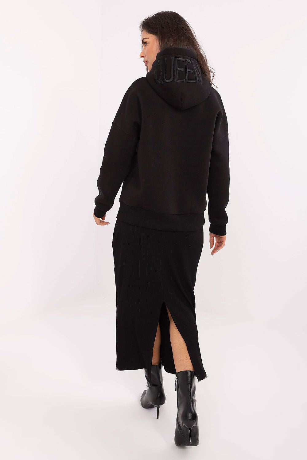 Women's hoodie black sporty casual look