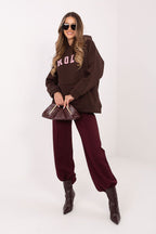 Women's hoodie brown hooded side view