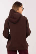 Women's hoodie brown logo detail view