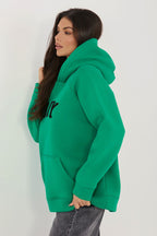 Women's hoodie green hooded side view