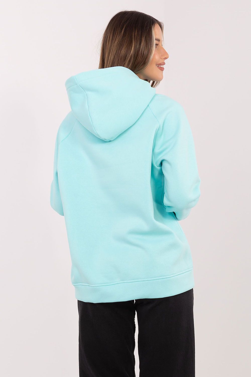 Women's hoodie green second shade logo detail view
