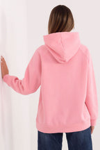 Women's hoodie pink logo detail view