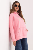 Women's hoodie pink loose fit casual view