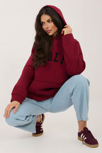 Women's hoodie red hooded side view