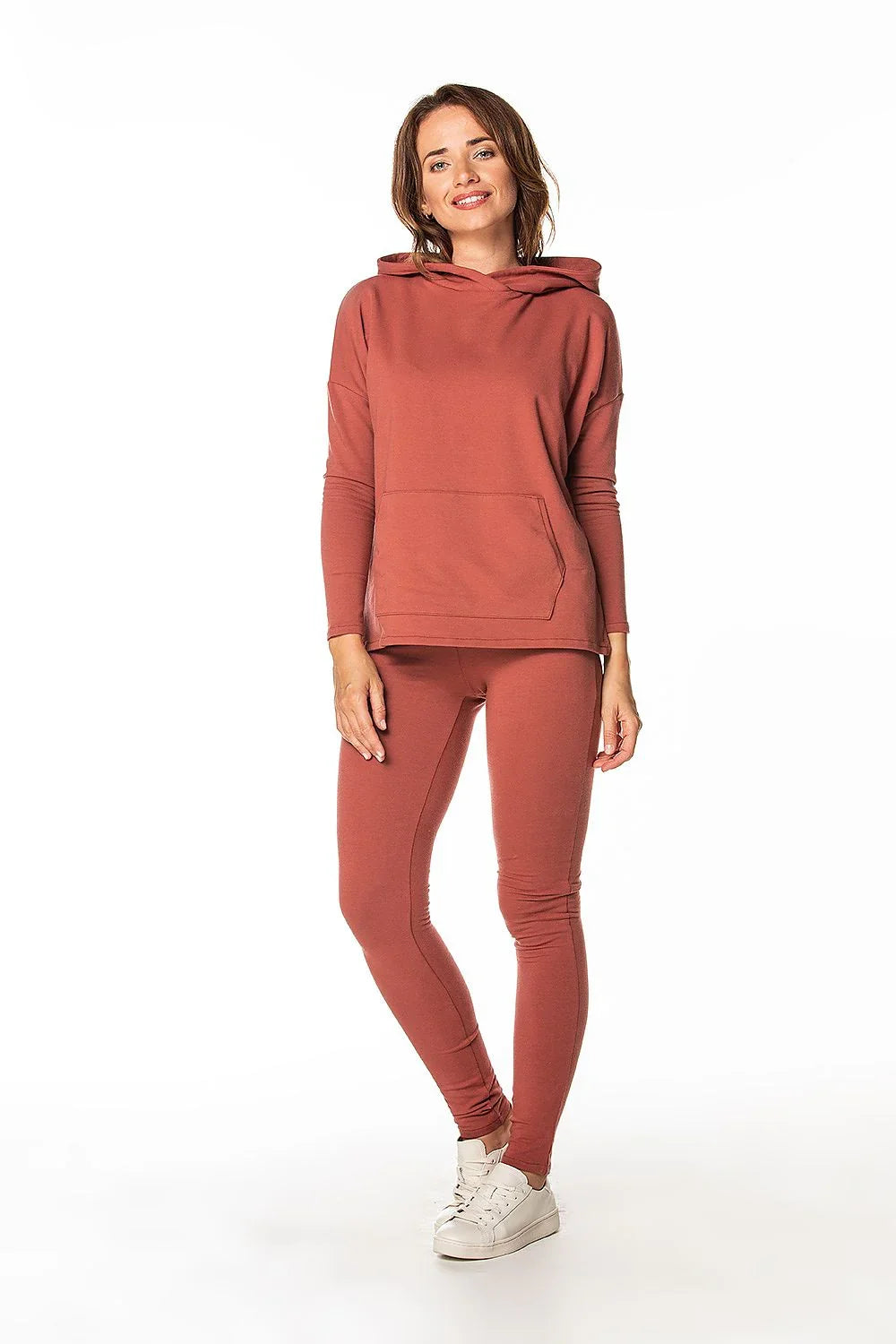 Women's hoodie Relaxed Fit Kangaroo Pocket Cotton Blend Brown – view 2