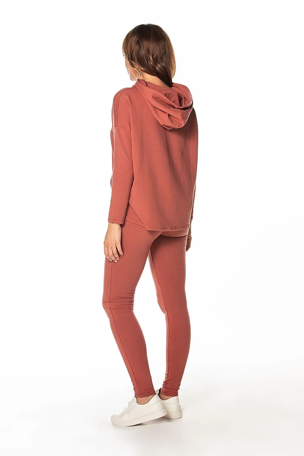 Women's hoodie Relaxed Fit Kangaroo Pocket Cotton Blend Brown – view 3