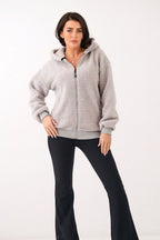 Women's hoodie grey hooded side view