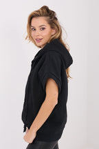 Women's hoodie black sporty casual view