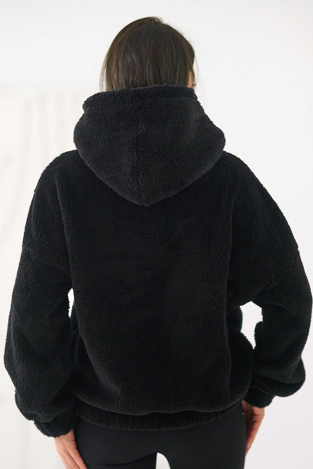 Women's hoodie black ribbed cuff detail view