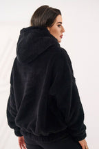 Women's hoodie black lined winter casual view