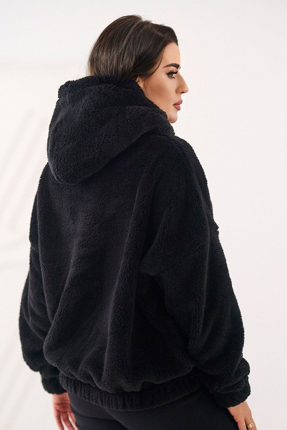 Women's hoodie black lined winter casual view