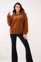 Women's hoodie brown relaxed casual view