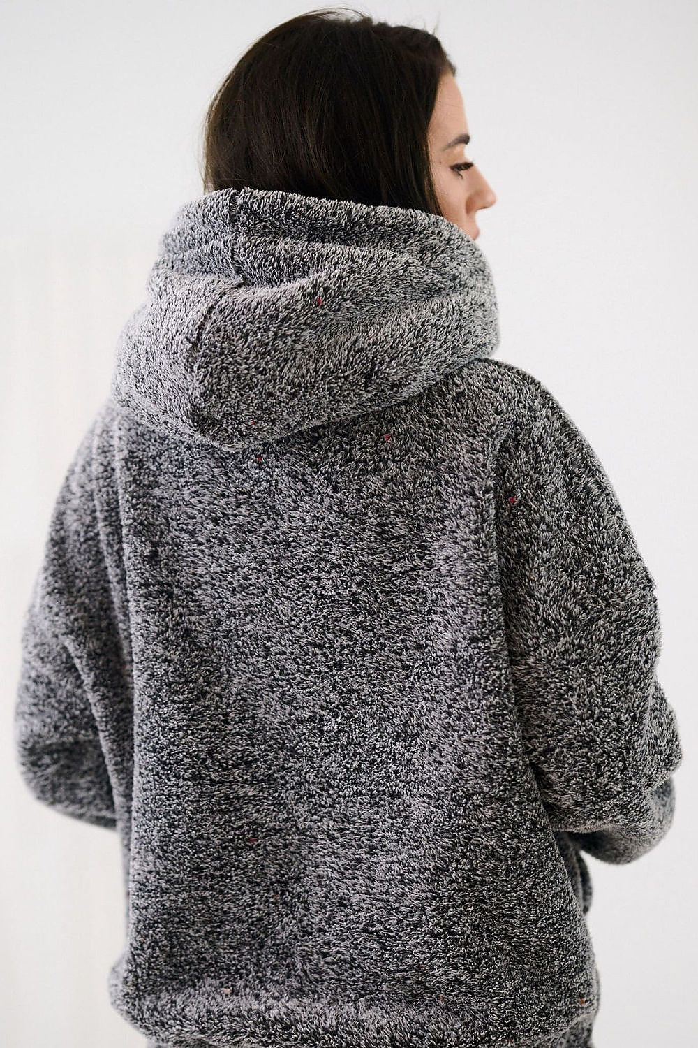 Women's hoodie grey lined winter casual view