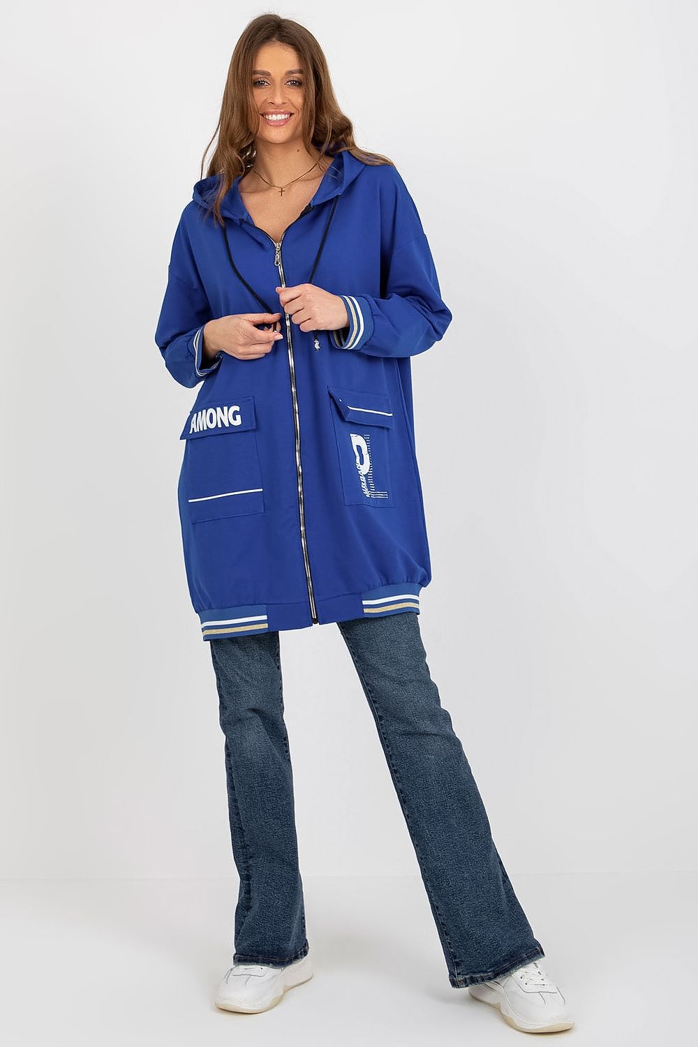 Women's Hoodie Zip-Up Longline Graphic Print Cotton Blend – Hoodie | GUOCALI