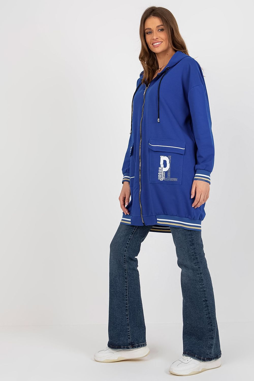 Women's Hoodie Zip-Up Longline Graphic Print Cotton Blend – Hoodie | GUOCALI – view 2