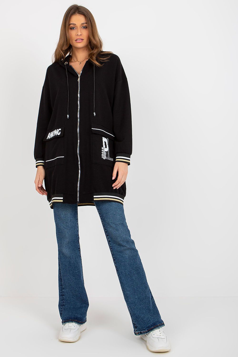 Women's Hoodie Zip-Up Longline Graphic Print Cotton Blend – Hoodie | GUOCALI – view 5