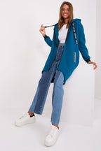Women's Hoodie Zip-Up Longline High-Low Hem Cotton Blend – Hoodie | GUOCALI – view 5