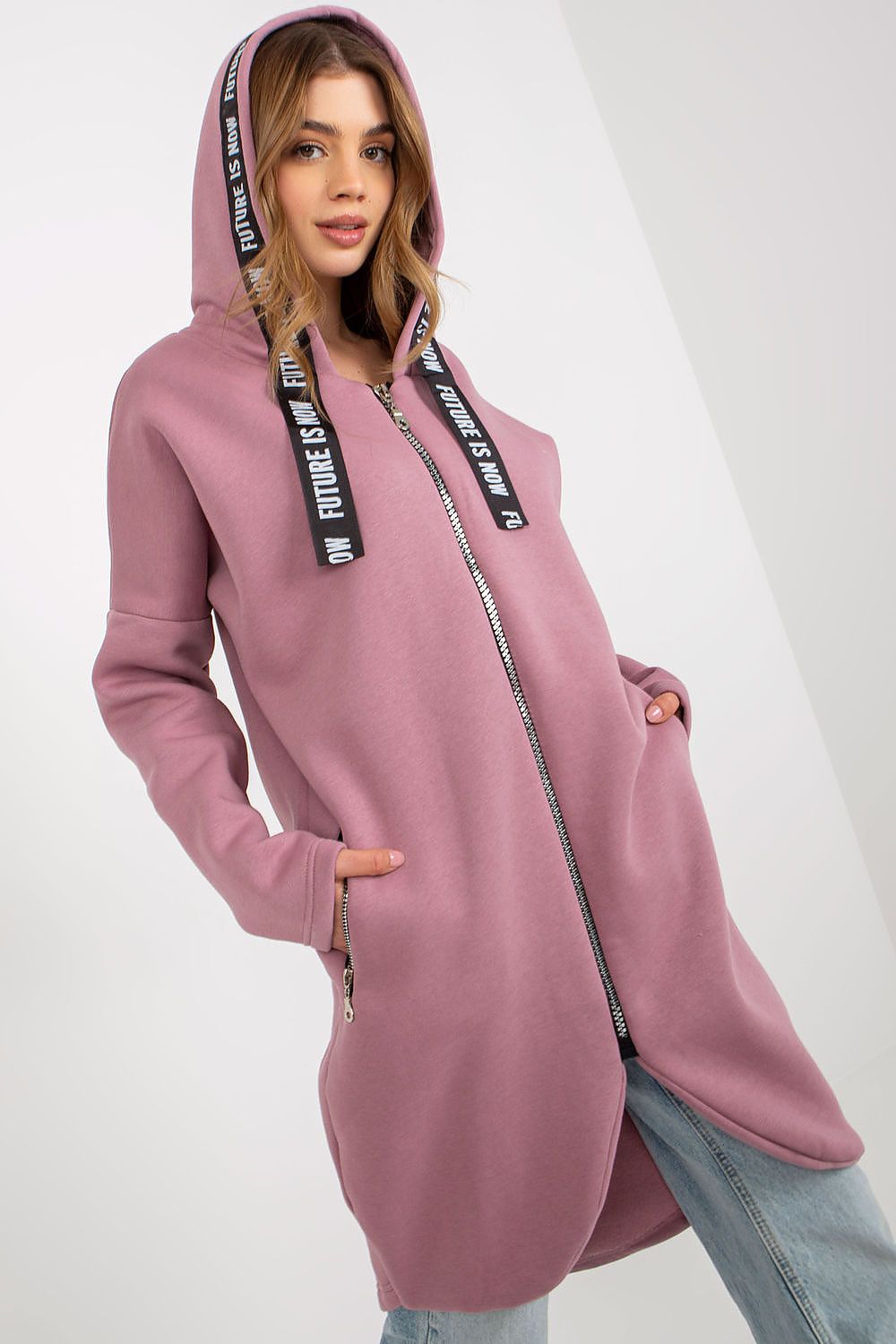 Women's Hoodie Zip-Up Longline Loose Fit Cotton Blend – Hoodie | GUOCALI – view 13
